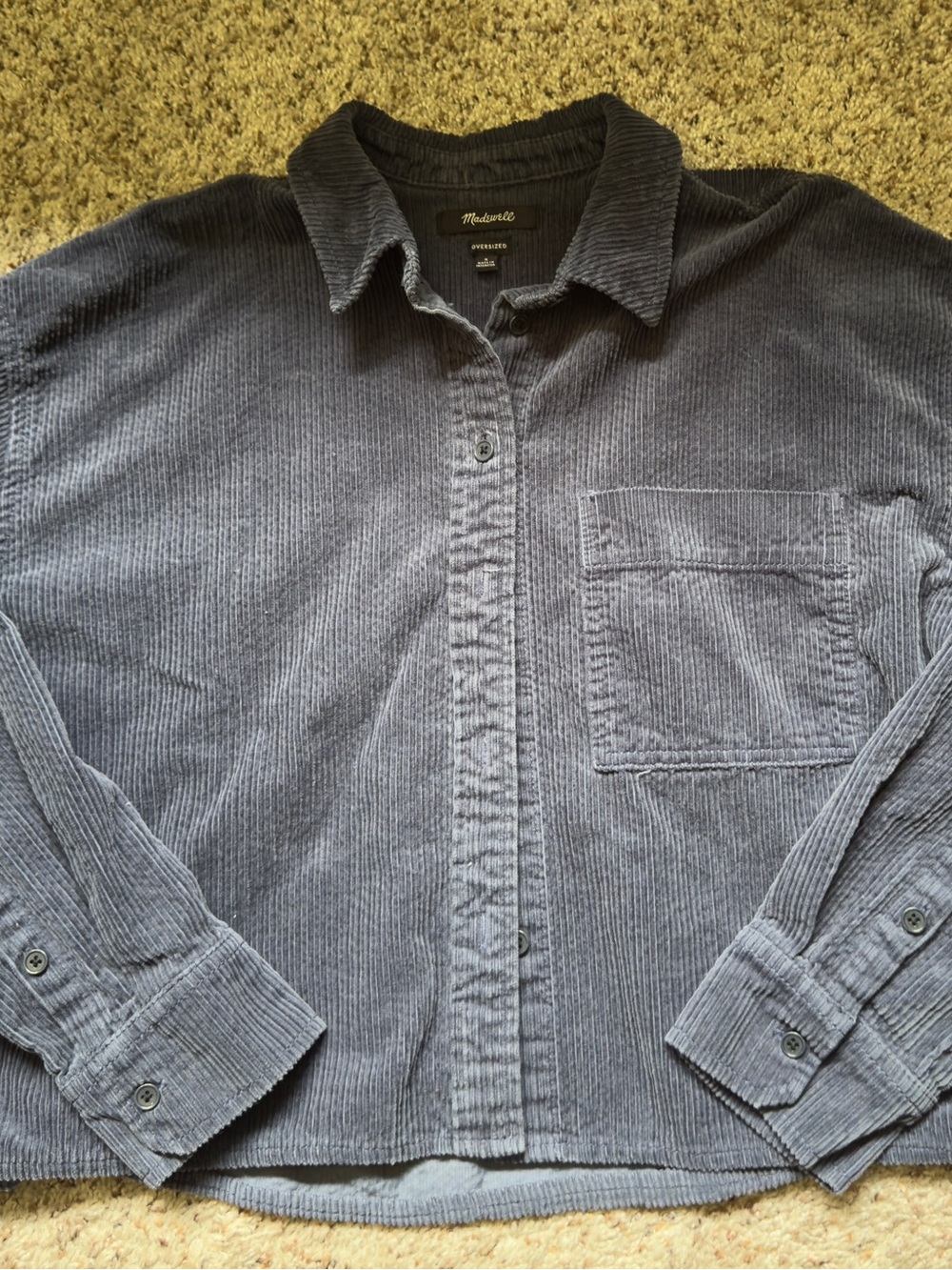 Madewell Women’s Oversized Corduroy Button-Down Shirt - Slate Blue